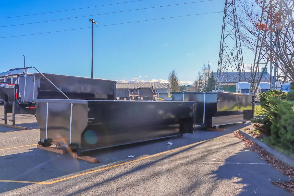 Roll-off dumpster ready for waste disposal at job site for Construction Dumpster Rental in Ashland